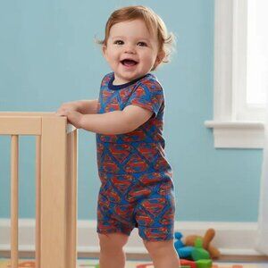 DC Comics Allover Superman Logo Romper 12-18 Months